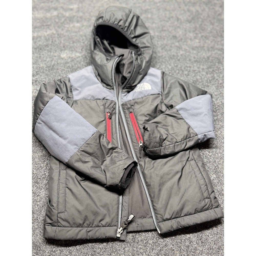The North Face Boys Hooded Reversible Jacket Black & Grey Sz S (6-7) F22